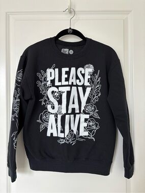 black TWLOHA Please Stay Alive crewneck size XS